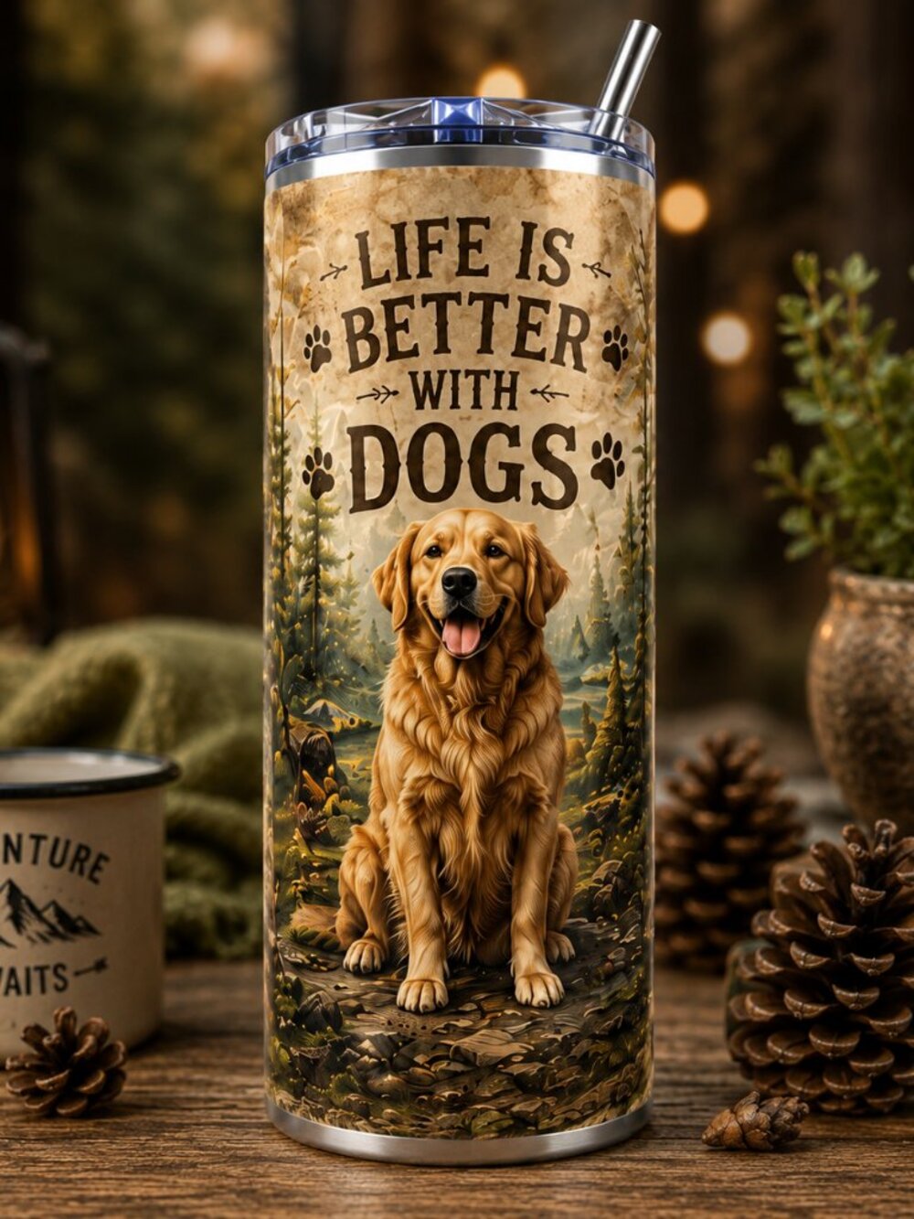 🐾 LIFE IS BETTER WITH DOGS — 20 OZ SKINNY TUMBLER